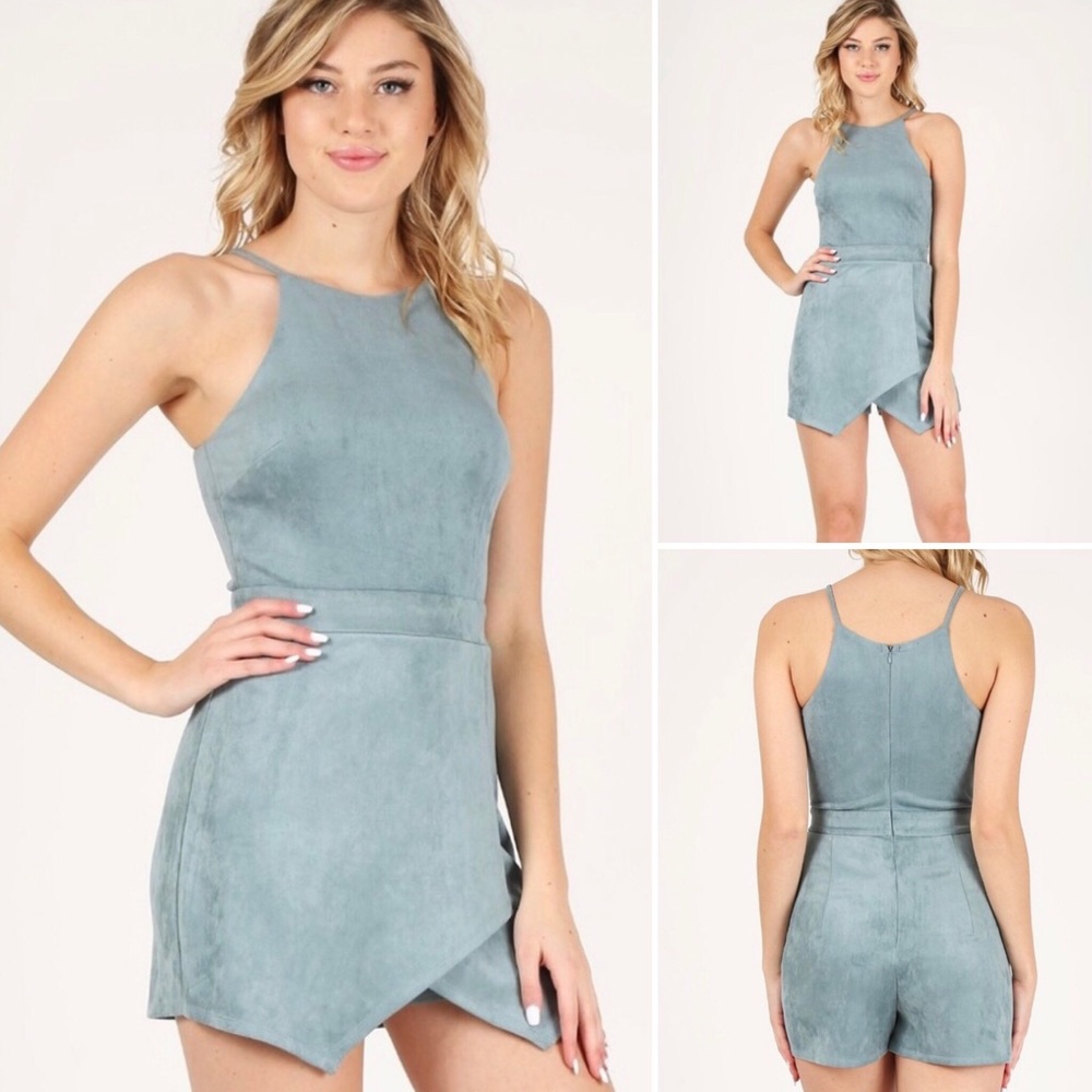 Faux Suede Bodycon Romper Jumpsuit